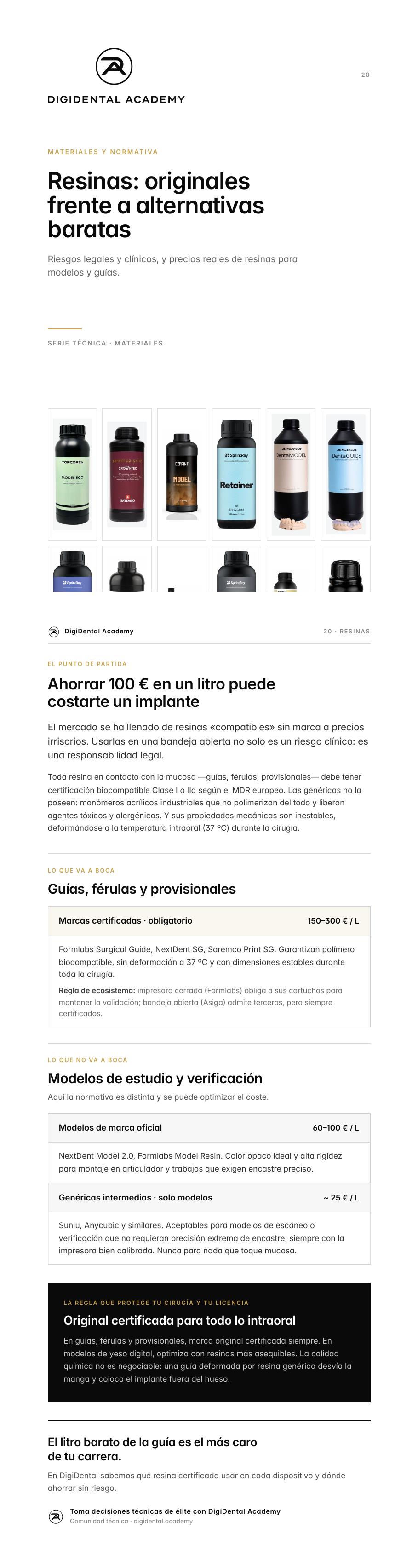 Vista previa de Resinas baratas vs marcas cerradas