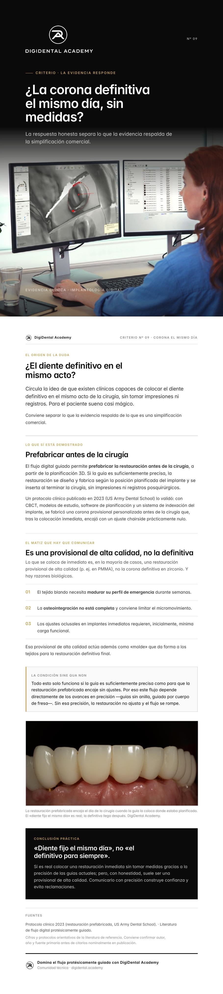 Vista previa de La corona definitiva el mismo día de la cirugía